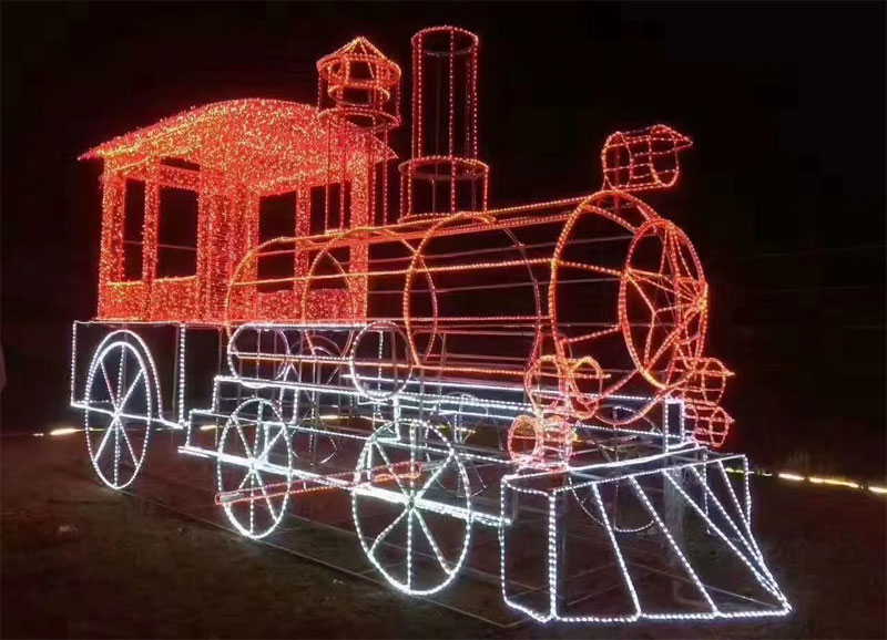 圣诞铁艺火车灯光造型